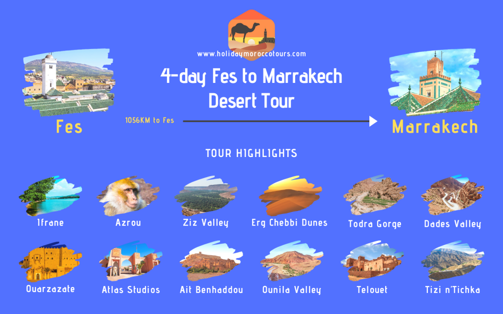 4-day Fes to Marrakech desert tours