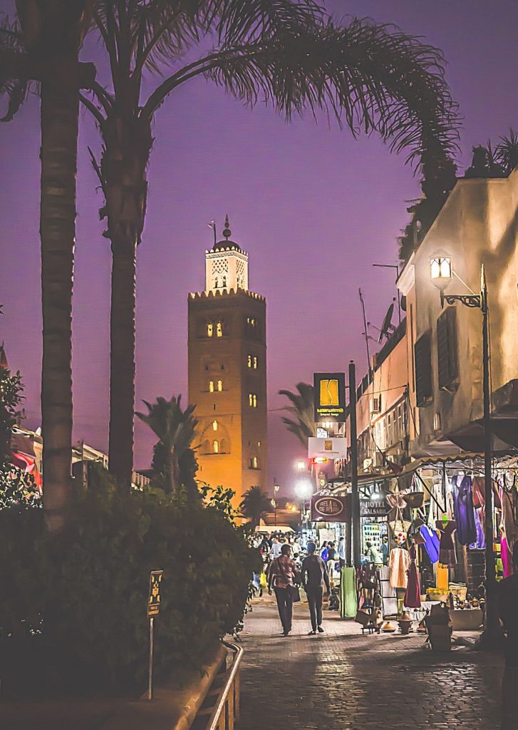 Marrakech street by night